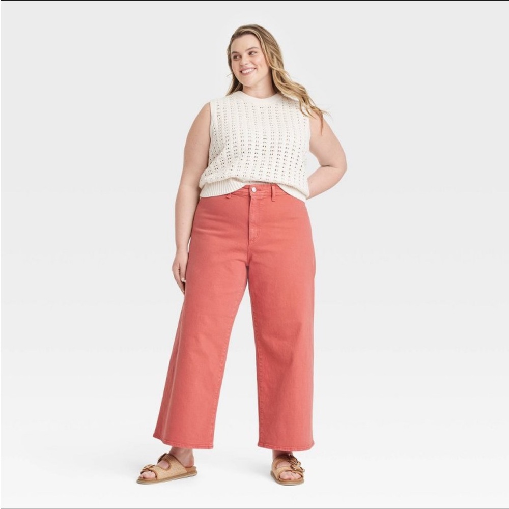 NWT New Universal Thread Coral High-Rise Sailor Wide-Leg Jeans 12